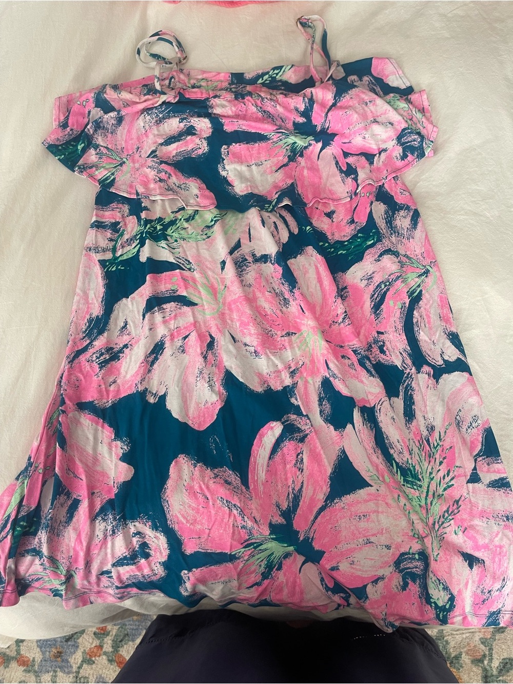 Lilly Pulitzer Navy Blue Pink Floral Slip Dress